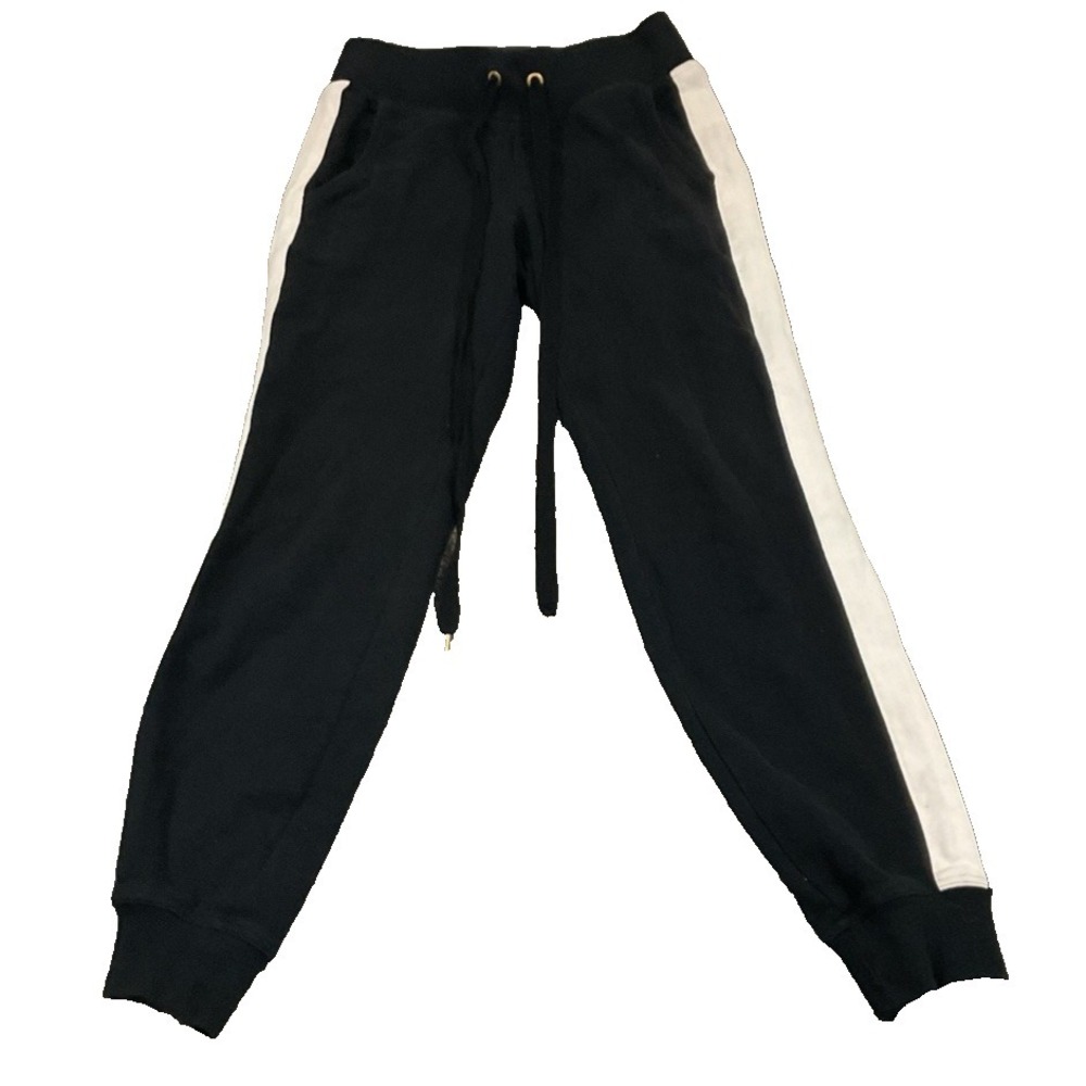Lauren Ralph Lauren Sweatpants Womens 2XS Black Fleece White Side Stripe Jogger